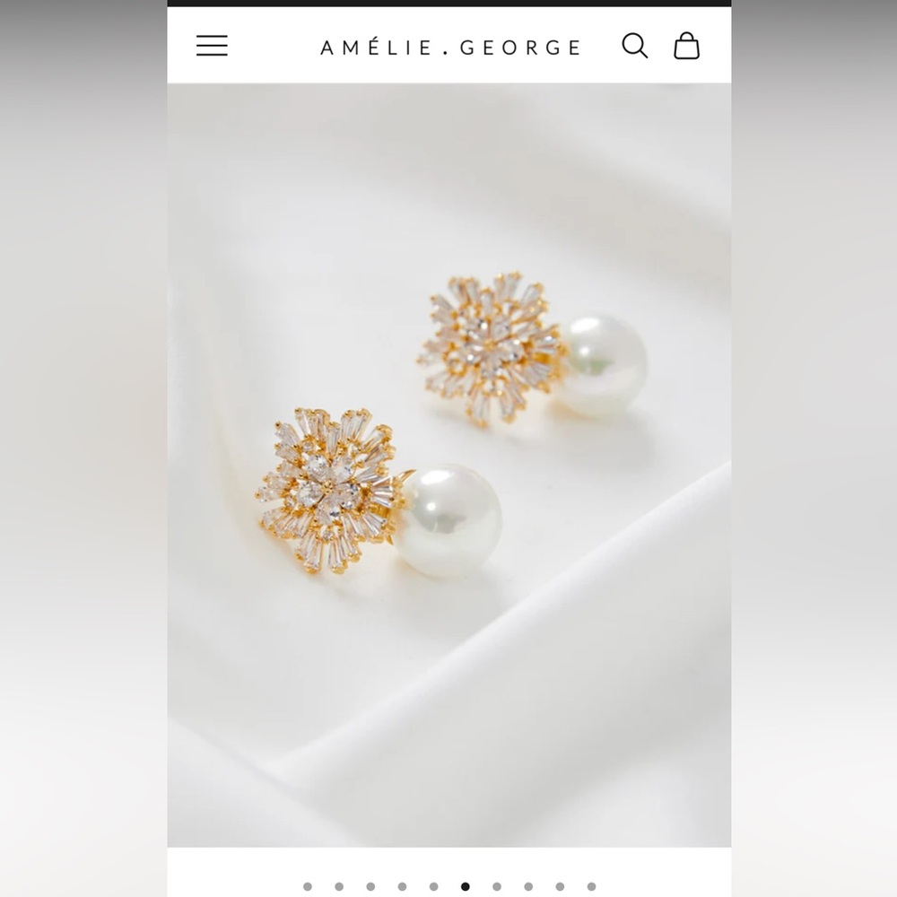 Amelie George St Clair- DIAMOND & PEARL DROP WEDDING EARRINGS - GOLD